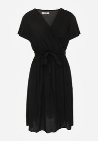 Renee - Czarna Rozkloszowana Sukienka Midi z Wiązanym Paskiem Elemia. Kolor: czarny. Materiał: materiał, tkanina, wiskoza. Długość: midi #5