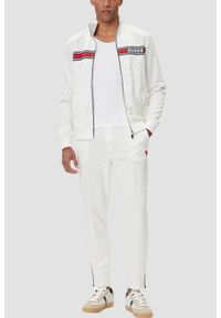 Guess - GUESS Biała rozpinana męska bluza w monogram Korbin, Rozmiar XL. Okazja: na co dzień. Kolor: biały. Styl: elegancki, casual, sportowy #4