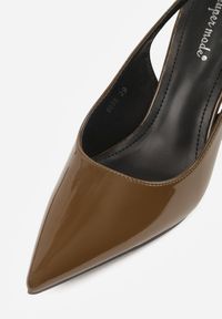 Renee - Zielone Sandały Slingback na Szpilce z Lakierowanym Połyskiem i Aplikacją Phisvienne. Kolor: zielony. Materiał: lakier. Wzór: aplikacja. Obcas: na szpilce. Styl: elegancki #5