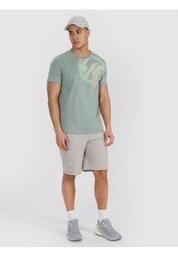 4f - 4F T-shirt regular z nadrukiem męski - oliwkowy XXL. Okazja: na co dzień. Kolor: oliwkowy, brązowy, wielokolorowy. Materiał: bawełna, jersey, materiał. Długość rękawa: krótki rękaw. Długość: krótkie. Wzór: nadruk. Styl: sportowy, casual, klasyczny