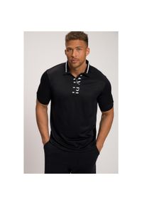 JAY-PI - Męska Koszulka polo Odzież golfowa suwak krótki rękaw kontrastowe detale. Typ kołnierza: polo. Kolekcja: plus size. Kolor: czarny. Materiał: poliester, materiał. Długość rękawa: krótki rękaw. Długość: krótkie. Styl: sportowy