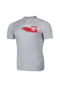 Koszulka biegowa męska z zamkiem i krótkim rękawem EXTREME HOBBY POLSKA PRIME. Kolor: biały. Materiał: elastan, poliester. Długość rękawa: krótki rękaw. Długość: krótkie. Sport: bieganie, kolarstwo