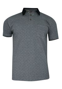 Elkjaer - Koszulka POLO, Granatowa w Drobny Wzór Geometryczny, Męska, Krótki Rękaw, T-shirt -ELKJAER. Okazja: na co dzień. Typ kołnierza: polo. Kolor: niebieski. Materiał: bawełna. Długość rękawa: krótki rękaw. Długość: krótkie. Wzór: geometria. Styl: casual #1