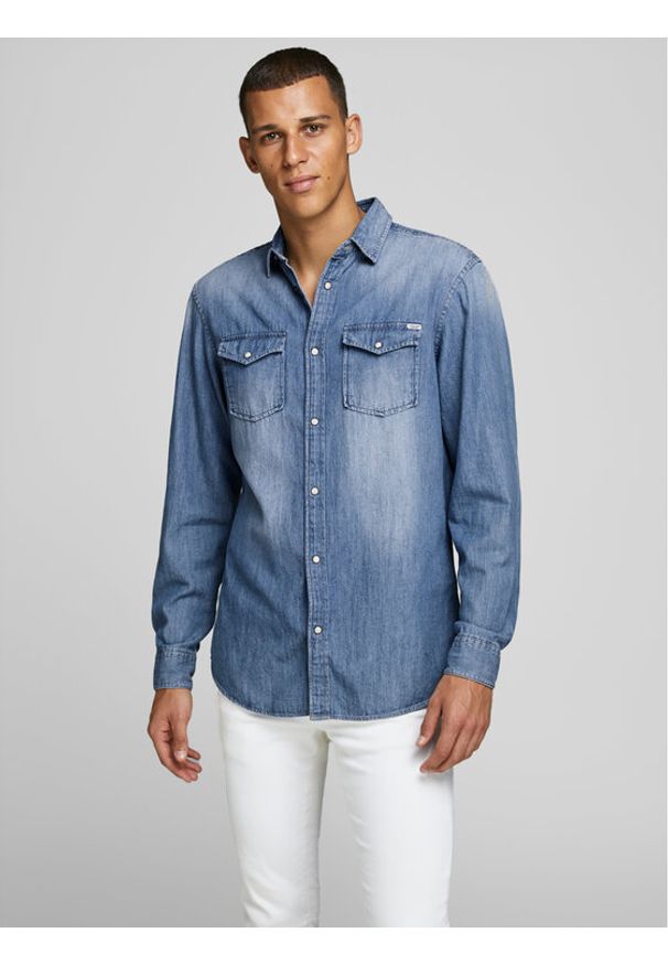 Jack & Jones Koszula Sheridan 12138115 Niebieski Slim Fit. Kolor: niebieski. Materiał: bawełna