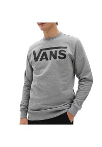 Bluza Vans Classic Crew VN0A456AADY1 - szara. Typ kołnierza: bez kaptura. Kolor: szary. Materiał: bawełna, poliester. Wzór: aplikacja, napisy. Styl: klasyczny