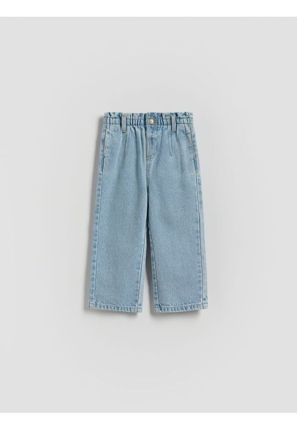 Reserved - Jeansy baggy z prostą nogawką - niebieski. Kolor: niebieski. Materiał: jeans