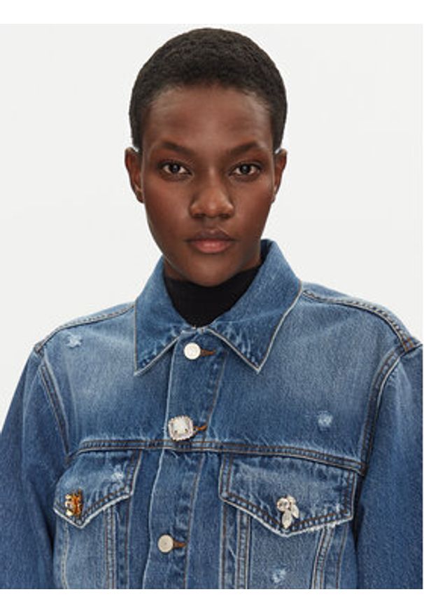 ViCOLO Kurtka jeansowa DD5216 Granatowy Regular Fit. Kolor: niebieski. Materiał: bawełna