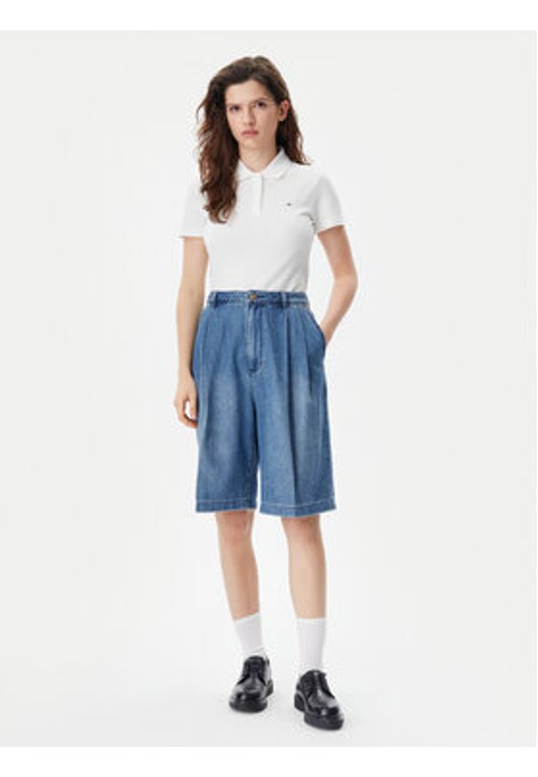 Tommy Jeans Polo Essential DW0DW20160 Biały Slim Fit. Typ kołnierza: polo. Kolor: biały. Materiał: bawełna
