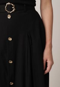 Born2be - Czarna Spódnica Rozkloszowana z Bawełną i Paskiem oraz Kieszniami Jorlea. Okazja: na co dzień. Kolor: czarny. Materiał: bawełna. Sezon: lato. Styl: casual, elegancki, boho, klasyczny #8