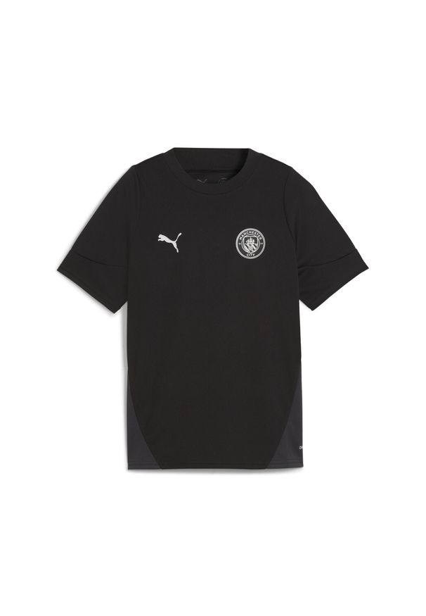 Puma - Młodzieżowa koszulka treningowa Manchester City PUMA Black Silver Metallic. Kolor: czarny, szary, wielokolorowy. Sport: piłka nożna
