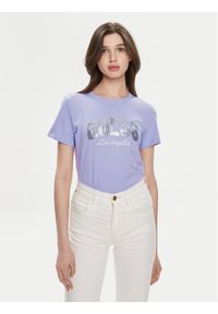 Guess T-Shirt Ss Rn Sequins Logo T W4GI31 I3Z14 Fioletowy Regular Fit. Kolor: fioletowy. Materiał: bawełna #1
