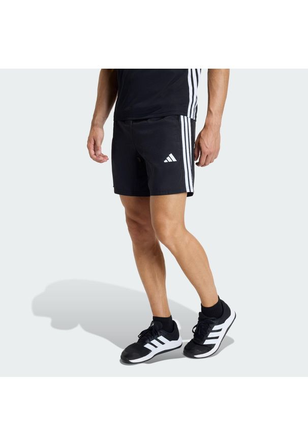 Adidas - Szorty Treningowe Workout Essentials Base 3 Stripes Woven. Kolor: czarny, biały, wielokolorowy. Technologia: ClimaCool (Adidas). Sport: fitness