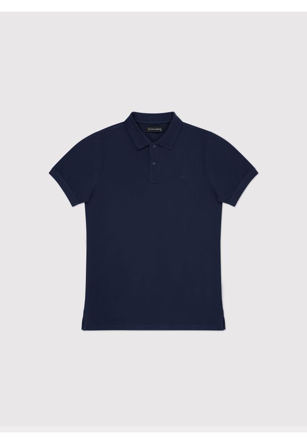 Pako Lorente - PAKO LORENTE – Gładki t-shirt polo w granatowym kolorze. Okazja: na co dzień. Typ kołnierza: polo. Kolor: niebieski. Materiał: bawełna. Wzór: gładki. Styl: casual