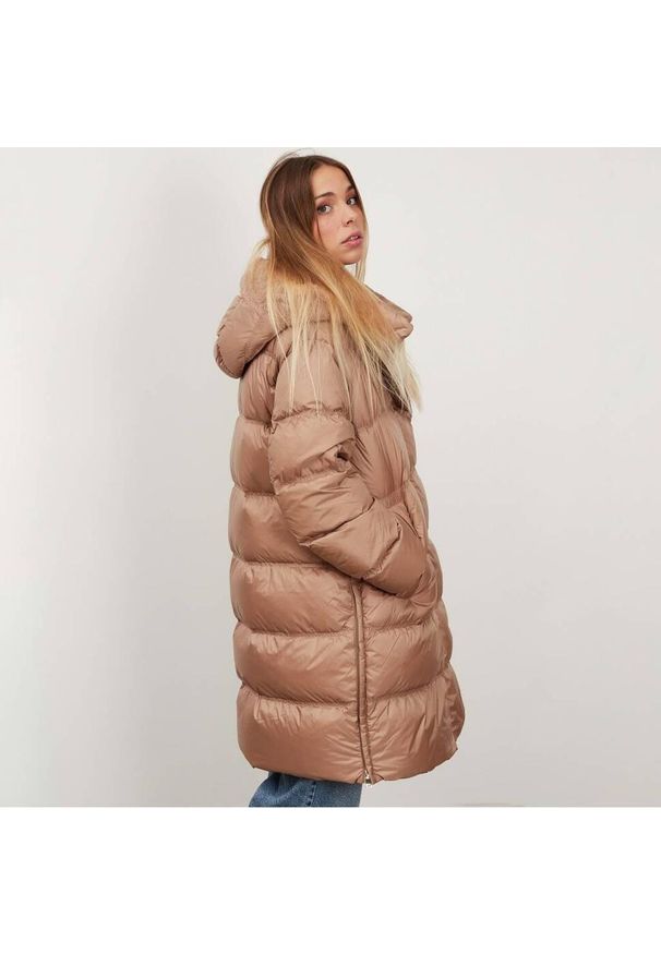 Geox - Kurtka GEOX W TAHINA LONG JKT Brązowy. Kolor: brązowy. Materiał: tkanina