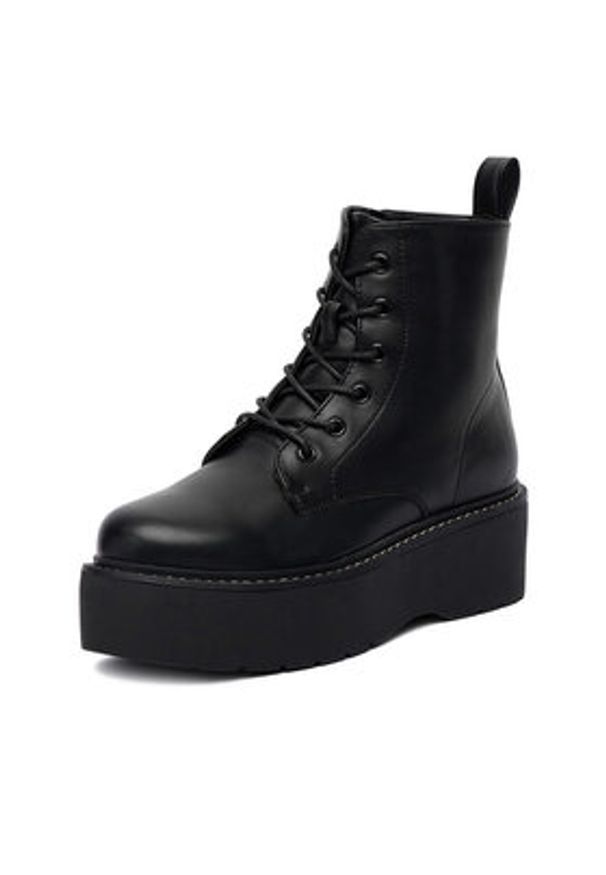 DeeZee Trzewiki 12663-1 -BLACK PU Czarny. Kolor: czarny. Materiał: syntetyk, materiał