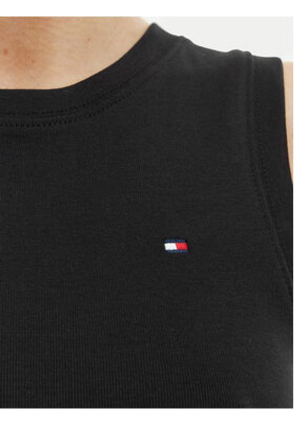 TOMMY HILFIGER - Tommy Hilfiger Top WW0WW47806 Czarny Slim Fit. Kolor: czarny. Materiał: bawełna