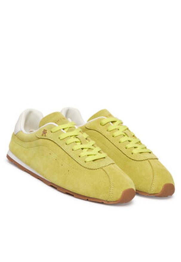 TOMMY HILFIGER - Tommy Hilfiger Sneakersy Th Bella Low Runner Suede FW0FW09189 Zielony. Kolor: zielony. Materiał: skóra, zamsz