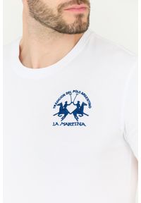 La Martina - LA MARTINA Biały męski t-shirt Regular Fit. Kolor: biały