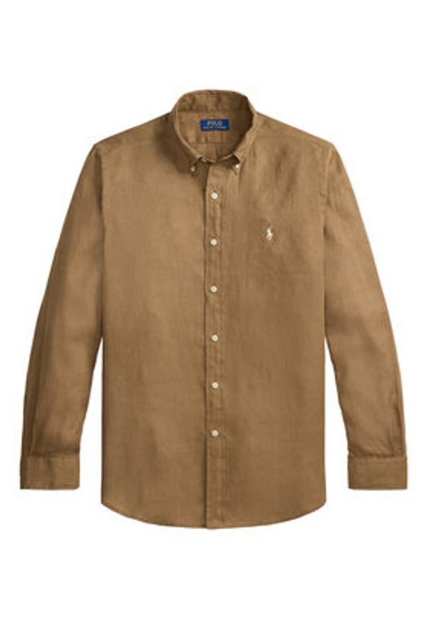 Polo Ralph Lauren Koszula 710966294505 Brązowy Regular Fit. Typ kołnierza: polo. Kolor: brązowy. Materiał: len