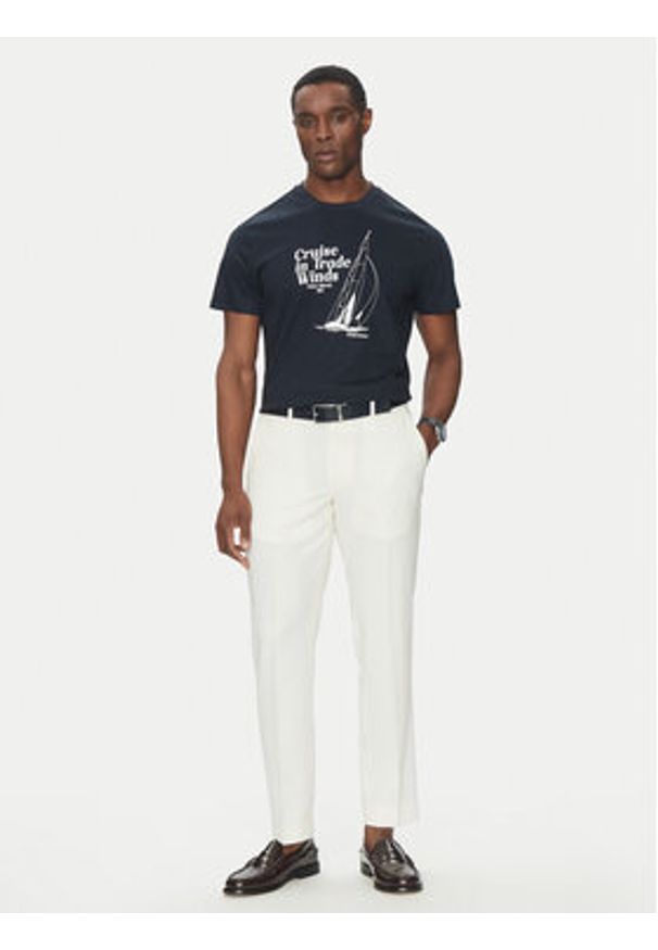 Marciano Guess T-Shirt 5GHI09 6323A Granatowy Regular Fit. Kolor: niebieski. Materiał: lyocell