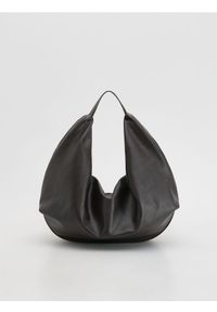 Reserved - Torebka hobo - ciemnobrązowy. Kolor: brązowy. Materiał: skórzane