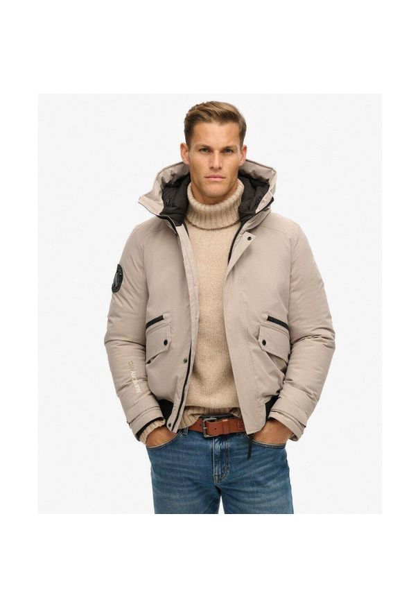 Superdry - Kurtka Bomber Pikowana City. Kolor: beżowy. Długość rękawa: długi rękaw