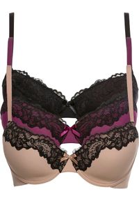 bonprix - Biustonosz z usztywnianymi miseczkami z poliamidu z recyklingu (3 szt.). Kolor: czarny. Materiał: poliamid #1