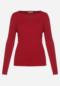 Born2be - Bordowy Sweter z Bawełną i Dekoltem w Serek Etarevia. Okazja: na co dzień. Typ kołnierza: dekolt w serek. Kolor: czerwony. Materiał: bawełna. Styl: casual #5