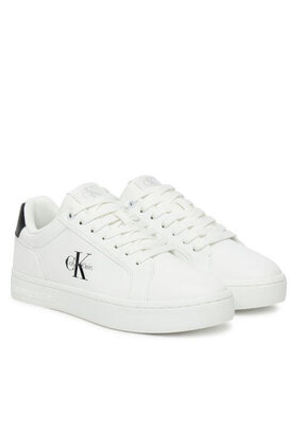 Calvin Klein Jeans Sneakersy Classic Cupsole Mono Lth Wn YW0YW01902 Biały. Kolor: biały. Materiał: skóra