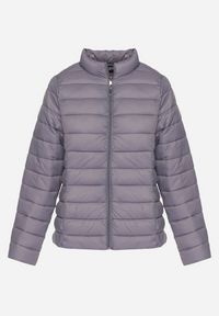 Born2be - Szara Pikowana Kurtka w Klasycznym Stylu Nelaniel. Okazja: na co dzień. Kolor: szary. Materiał: jeans. Styl: klasyczny #6