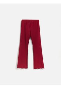 Reserved - Legginsy flare - bordowy. Kolor: czerwony. Materiał: bawełna #1