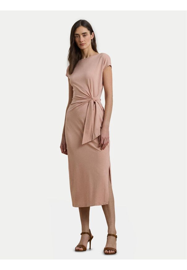 Lauren Ralph Lauren - LAUREN RALPH LAUREN Sukienka dzianinowa 250964086001 Różowy Regular Fit. Kolor: różowy. Materiał: bawełna
