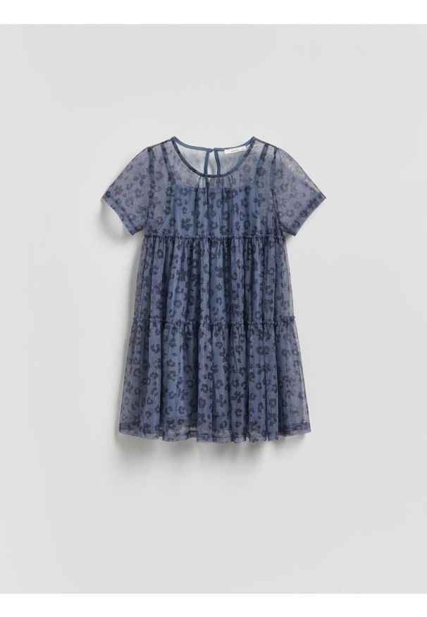 Reserved - Dwuwarstwowa sukienka - granatowy. Kolor: niebieski. Materiał: materiał