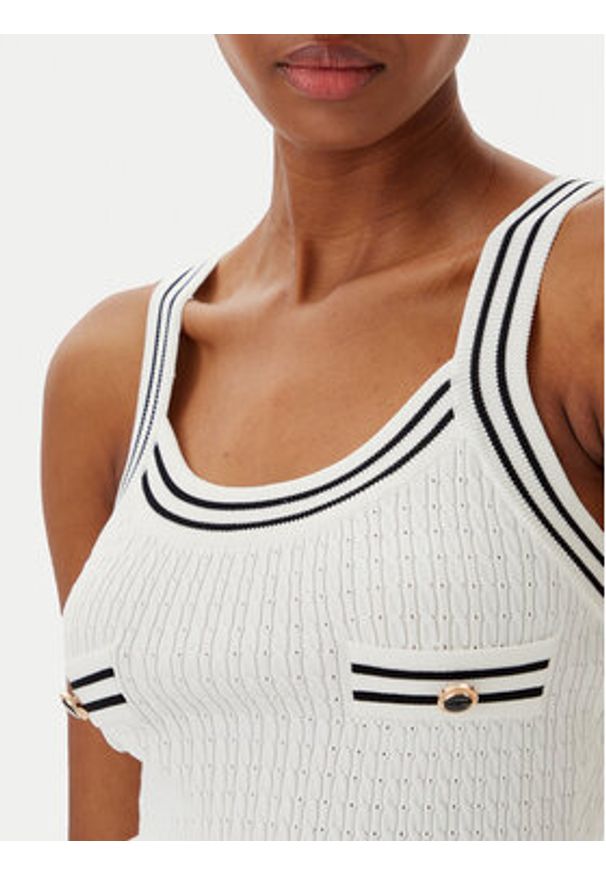 Fracomina Top FR25ST4011K52401 Écru Slim Fit. Materiał: syntetyk
