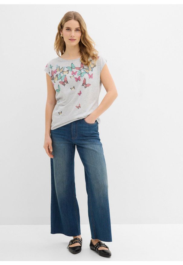 bonprix - T-shirt z miękkiej mieszanki wiskozy. Kolor: szary. Materiał: wiskoza