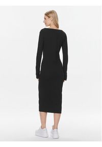 Calvin Klein Jeans Sukienka dzianinowa Label J20J222517 Czarny Slim Fit. Kolor: czarny. Materiał: bawełna