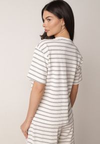 Born2be - Biało-Czarny Bawełniany T-shirt w Poziome Paski Rive. Okazja: do pracy, na co dzień. Kolor: czarny. Materiał: bawełna. Długość: krótkie. Wzór: paski. Styl: klasyczny, casual #5