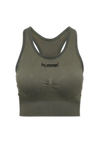 Bezszwowy biustonosz dla kobiet Hummel First. Kolor: wielokolorowy, zielony, brązowy. Sport: fitness #1