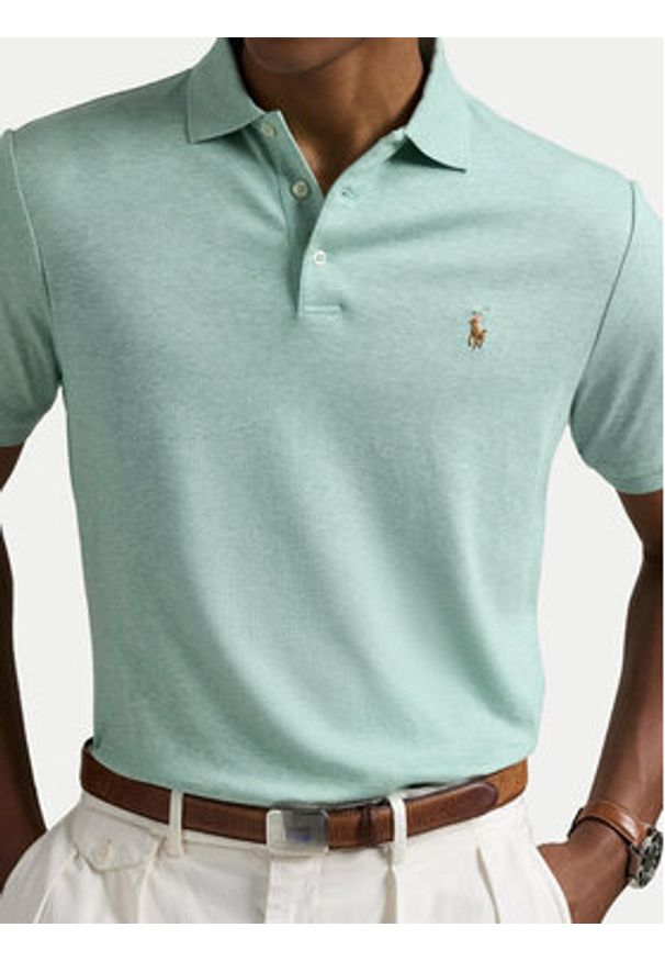 Polo Ralph Lauren Polo 710704319166 Zielony Custom Slim Fit. Typ kołnierza: polo. Kolor: zielony. Materiał: bawełna