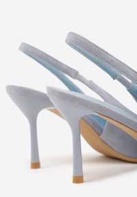 Renee - Niebieskie Sandały Slingback na Szpilce z Imitacji Zamszu Carilona. Zapięcie: bez zapięcia. Kolor: niebieski. Materiał: zamsz. Sezon: lato. Obcas: na szpilce. Wysokość obcasa: średni #4