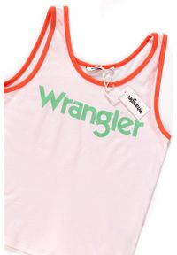 Wrangler - WRANGLER T SHIRT DAMSKI RETRO KABEL TANK ROSEWATER W730SEVLF. Długość rękawa: na ramiączkach. Wzór: nadruk. Styl: retro