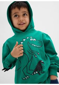 bonprix - Bluza z kapturem z czystej bawełny organicznej. Typ kołnierza: kaptur. Kolor: zielony. Materiał: bawełna. Wzór: nadruk #3