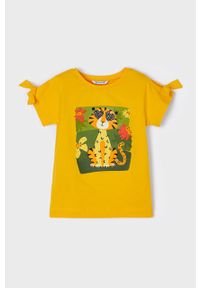 Mayoral t-shirt bawełniany dziecięcy kolor pomarańczowy. Okazja: na co dzień. Kolor: pomarańczowy. Materiał: bawełna. Wzór: nadruk. Styl: casual #3