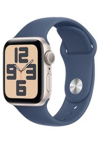 APPLE - Apple Watch SE (2024) GPS 40mm Silver Aluminium Case with Denim Sport Band - S/M. Materiał: denim. Styl: sportowy