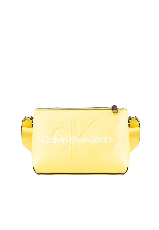 Calvin Klein Torebka "Sculpted Camera" | K60K610681 | Kobieta | Żółty. Kolor: żółty. Wzór: nadruk. Materiał: z tłoczeniem, skórzane. Styl: elegancki. Rodzaj torebki: przez ramię
