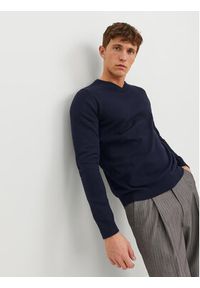 Jack & Jones - Jack&Jones Sweter 12137194 Granatowy Regular Fit. Kolor: niebieski. Materiał: bawełna