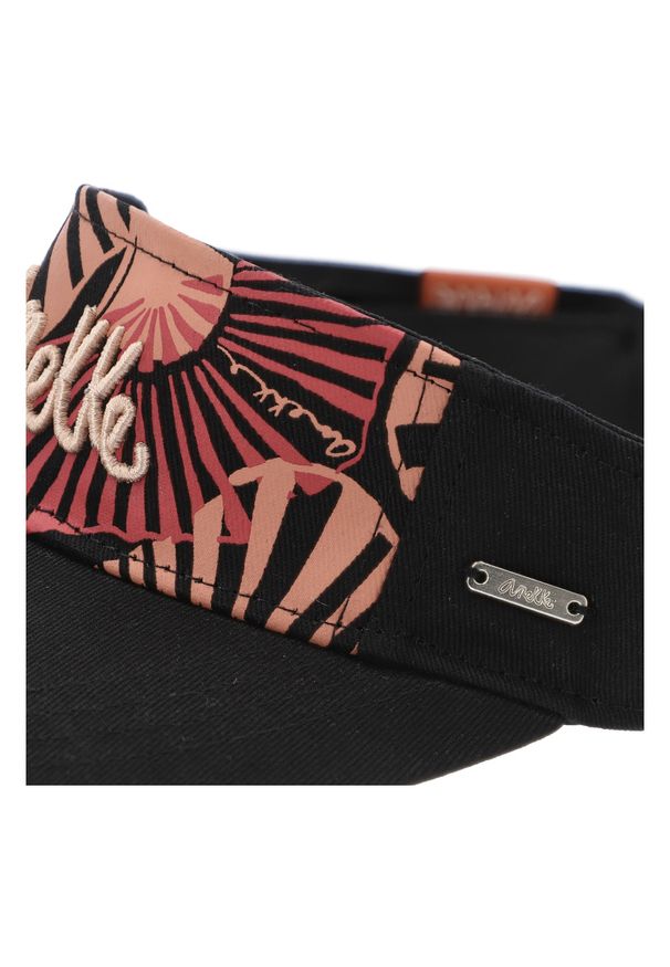 Czarna Oryginalna Damska Opaska Z Daszkiem Anekke. Kolor: czarny. Wzór: kolorowy, nadruk, haft, aplikacja. Sezon: lato. Styl: elegancki