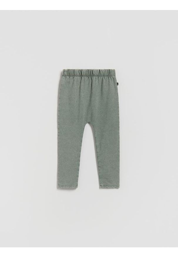 Reserved - Bawełniane legginsy - ciemnozielony. Kolor: zielony. Materiał: bawełna