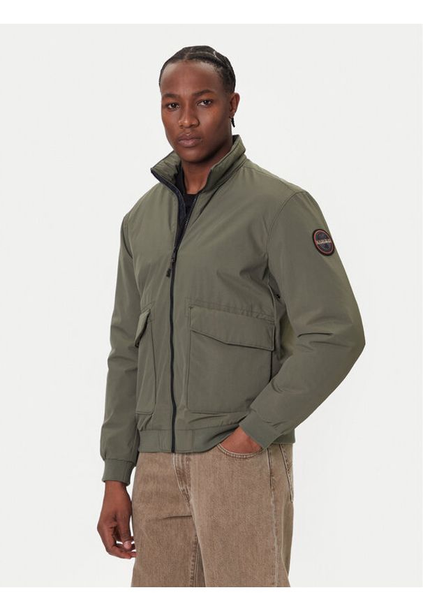 Napapijri Kurtka bomber A-Giovi NP0A88U2 Zielony Regular Fit. Kolor: zielony. Materiał: syntetyk