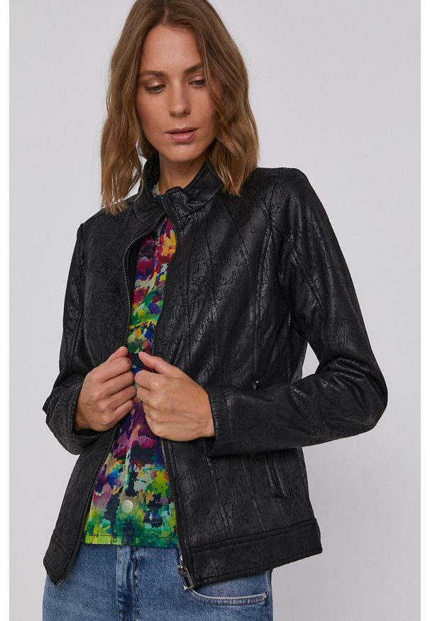 Desigual Kurtka damska kolor czarny przejściowa. Okazja: na co dzień. Kolor: czarny. Styl: casual